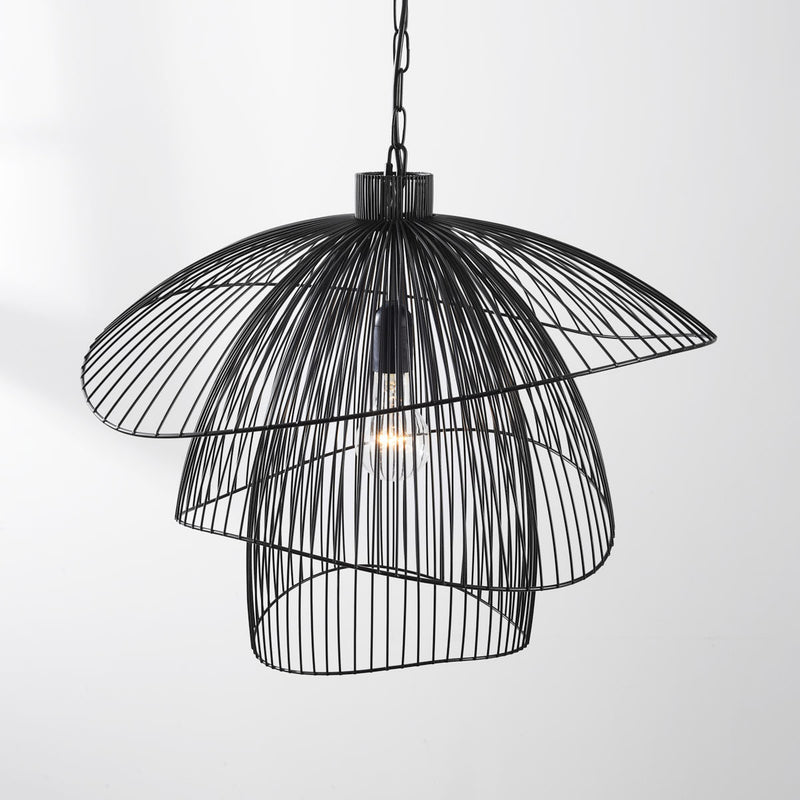 Lampa Wisząca Designerska Czarna | Nowoczesna Lampa Sufitowa z Metalową Formą