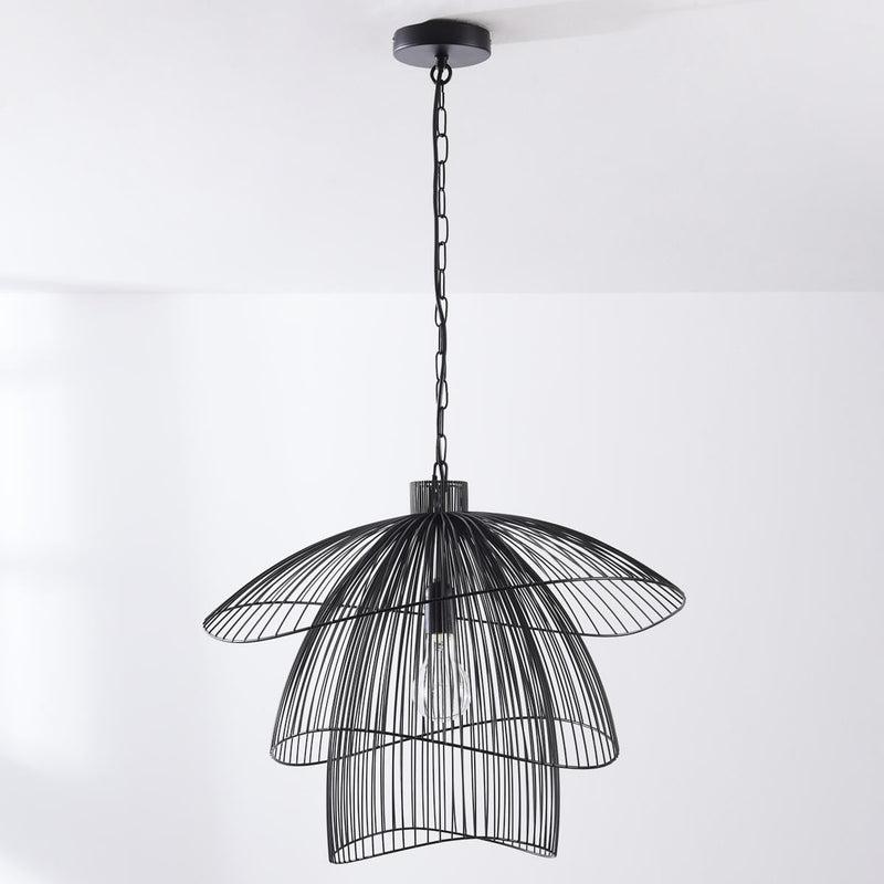 Lampa Wisząca Designerska Czarna | Nowoczesna Lampa Sufitowa z Metalową Formą