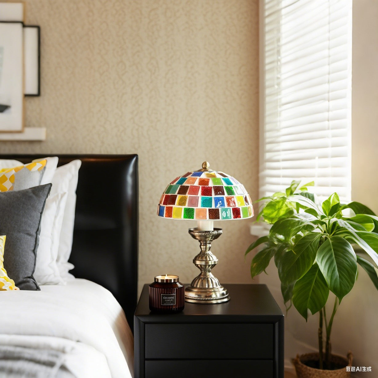 Lampa Stołowa w Stylu Tiffany | Kolorowe Witrażowe Światło