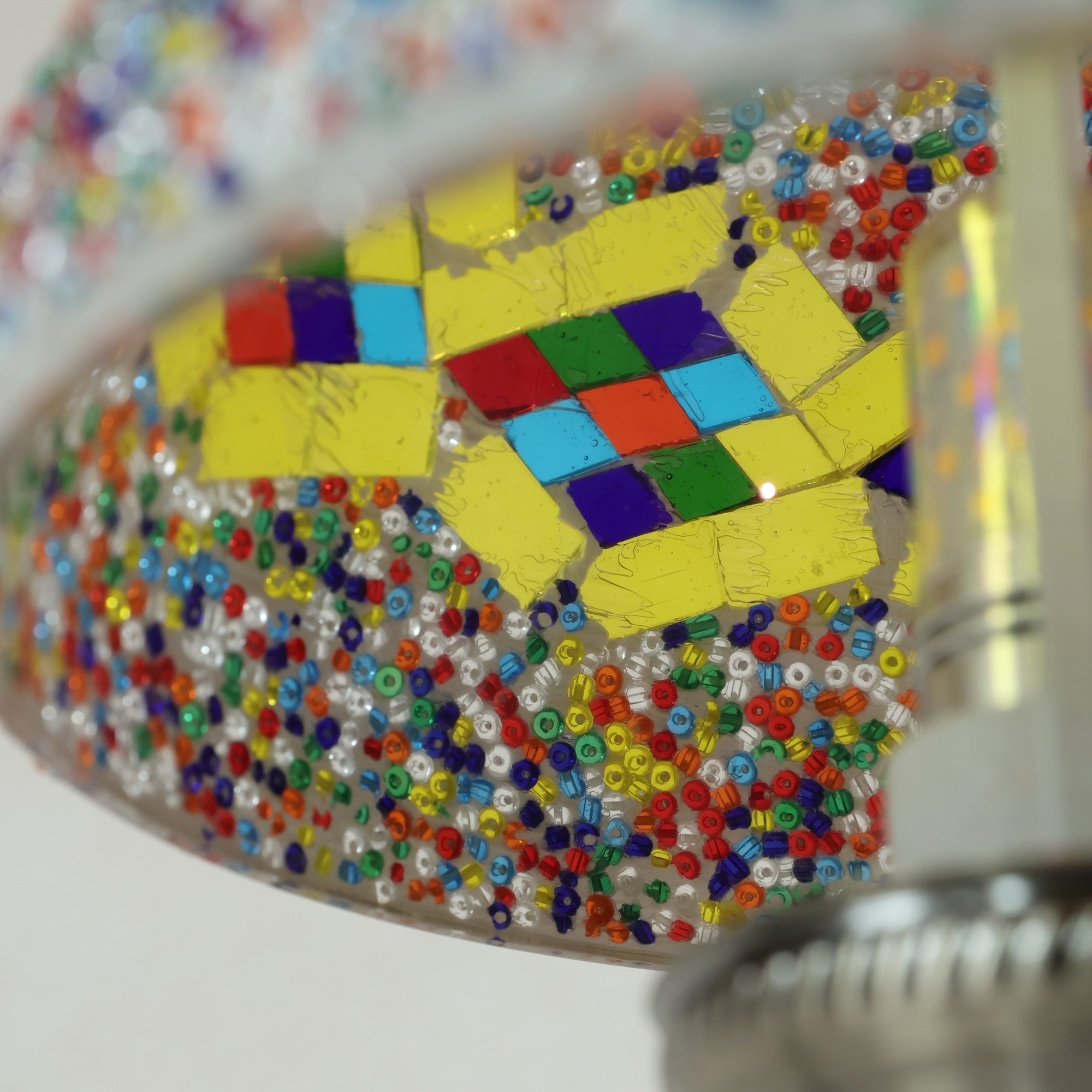 Lampa Stołowa w Stylu Tiffany | Kwiatowa Mozaikowa Lampa Witrażowa