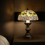 Lampa Stołowa w Stylu Tiffany | Kwiatowa Mozaikowa Lampa Witrażowa