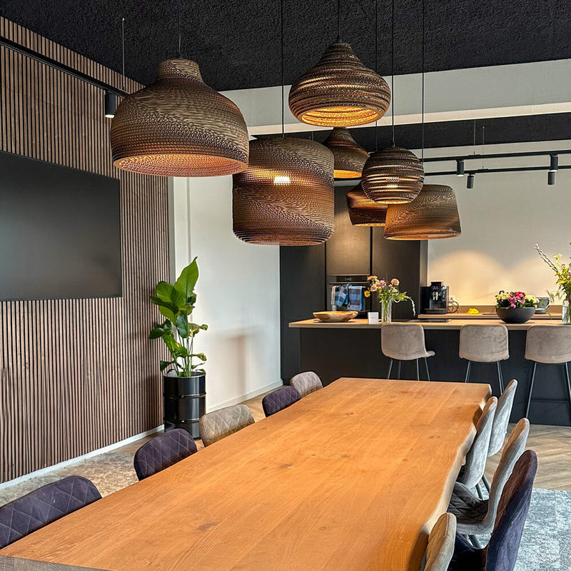 Lampa Wisząca z Kartonu Nowoczesna | Naturalna Lampa Sufitowa do Sypialni i Salonu