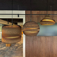 Lampa Wisząca z Kartonu Nowoczesna | Naturalna Lampa Sufitowa do Sypialni i Salonu