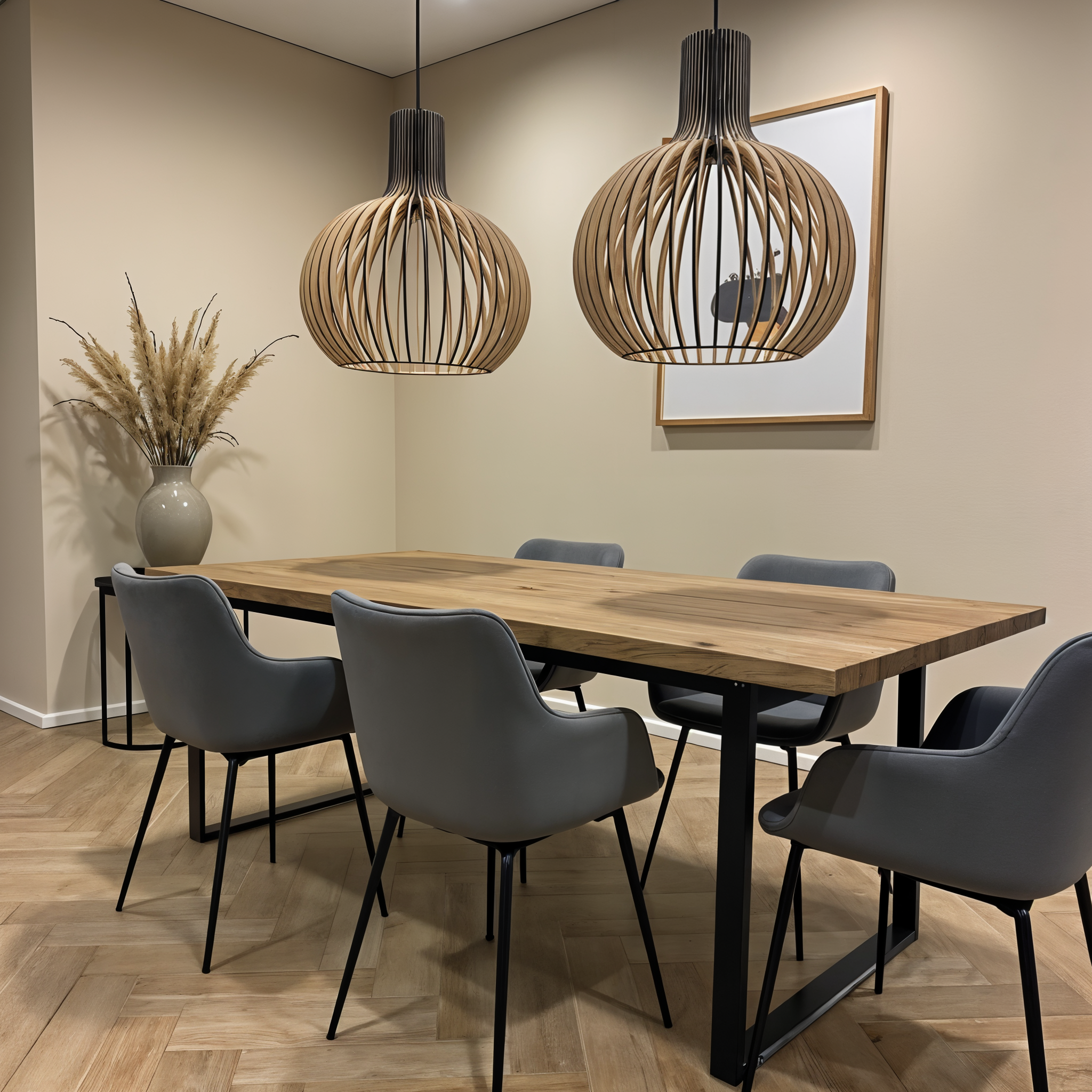 Drewniana Lampa Wisząca | Nowoczesna Lampa Sufitowa w Stylu Skandynawskim