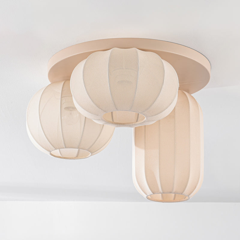 Lampa Sufitowa Japandi Beżowa | Nowoczesna Lampa z Trzema Kloszami