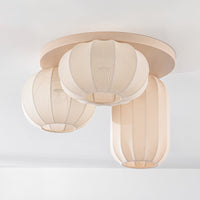 Lampa Sufitowa Japandi Beżowa | Nowoczesna Lampa z Trzema Kloszami