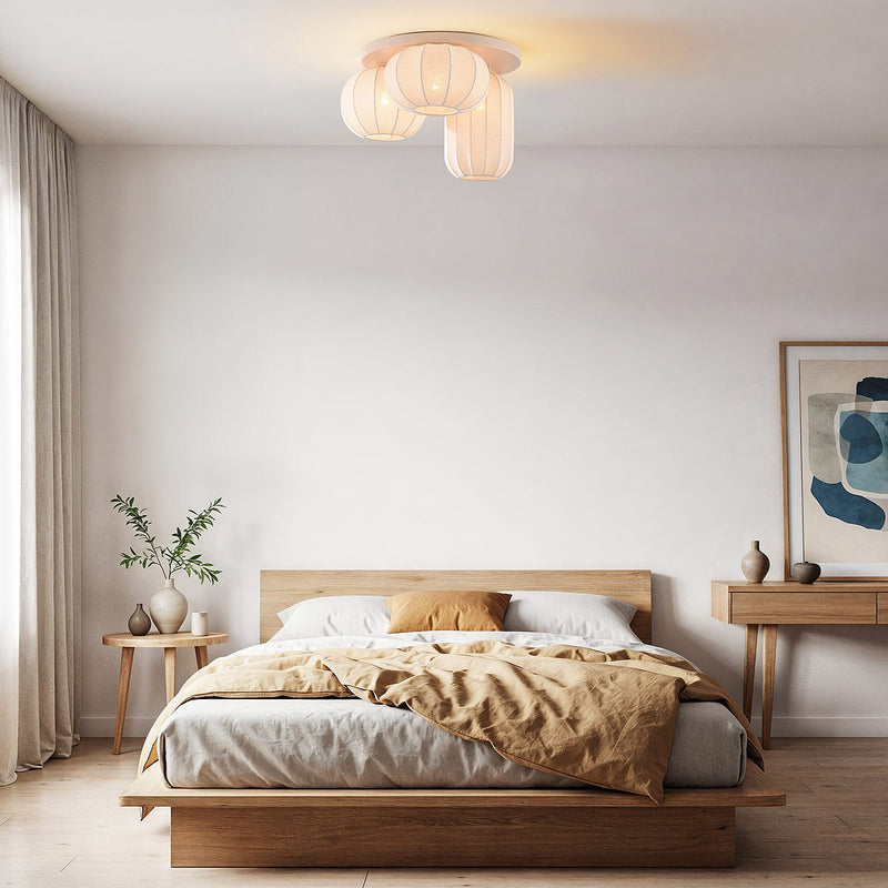 Lampa Sufitowa Japandi Beżowa | Nowoczesna Lampa z Trzema Kloszami