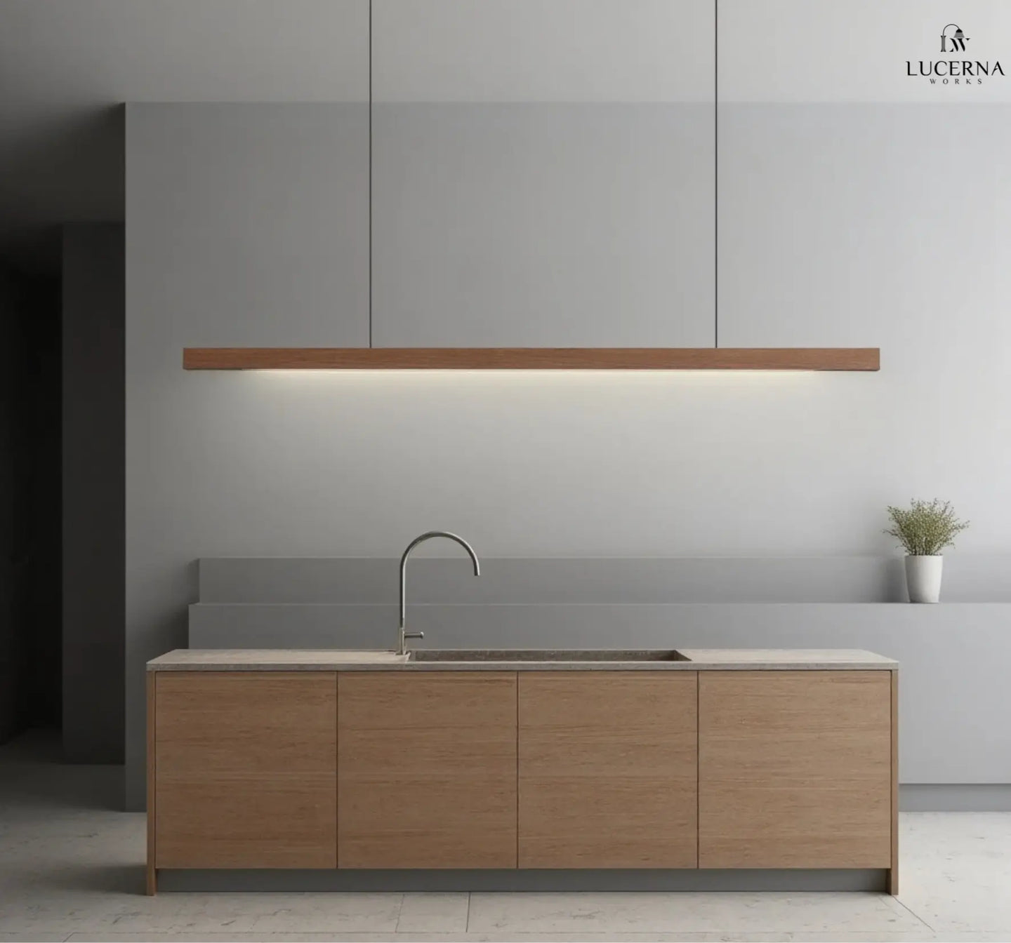 Drewniana Lampa Wisząca LED | Nowoczesna Lampa Sufitowa do Jadalni i Kuchni