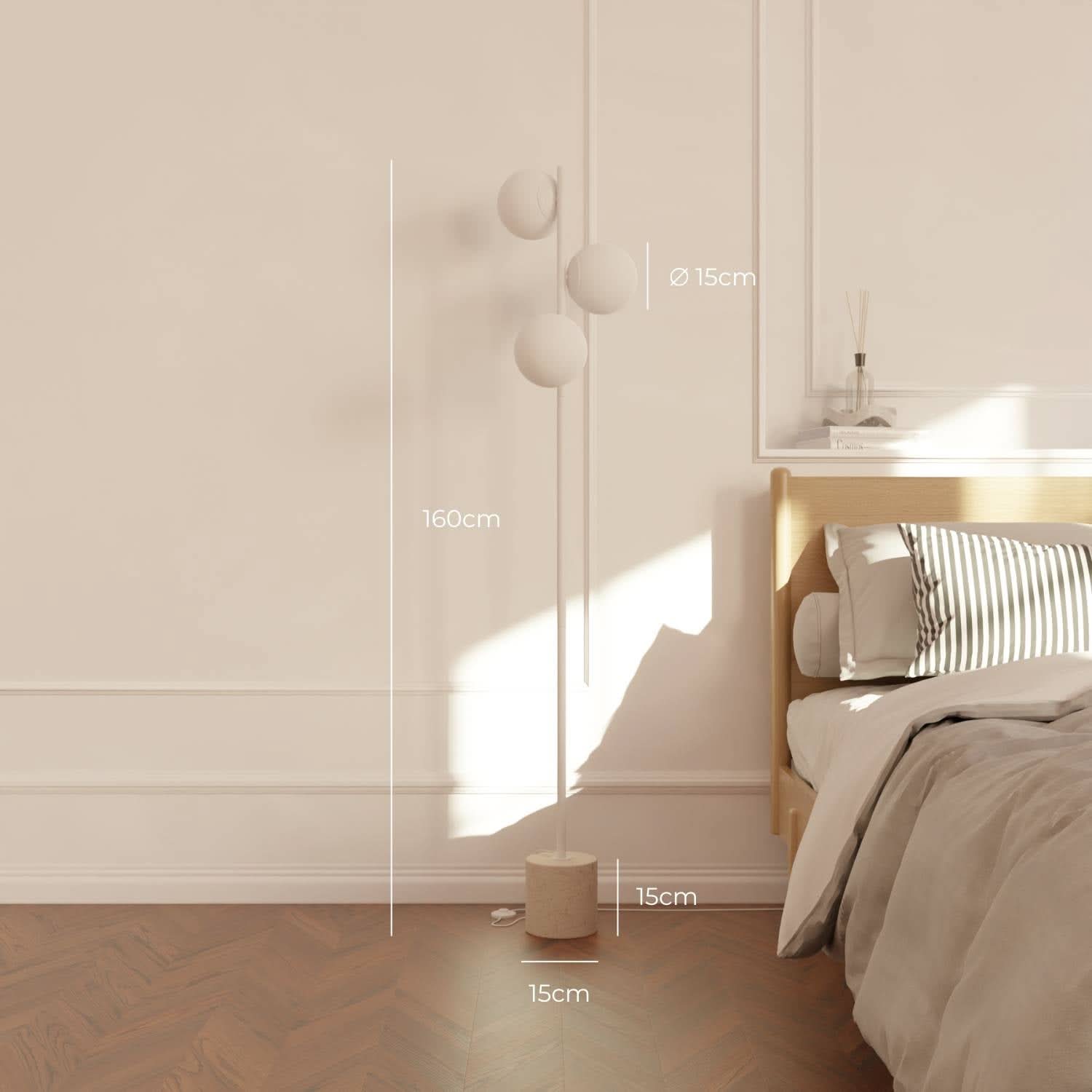 Lampa Stojąca LED z Kulistymi Kloszami do Salonu | Nowoczesna Lampa Podłogowa