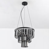 Lampa Wisząca Czarna Luksusowa | Nowoczesna Lampa Sufitowa z Kryształami Dymionymi