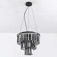 Lampa Wisząca Czarna Luksusowa | Nowoczesna Lampa Sufitowa z Kryształami Dymionymi