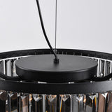 Lampa Wisząca Czarna Luksusowa | Nowoczesna Lampa Sufitowa z Kryształami Dymionymi