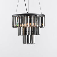 Lampa Wisząca Czarna Luksusowa | Nowoczesna Lampa Sufitowa z Kryształami Dymionymi