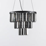 Lampa Wisząca Czarna Luksusowa | Nowoczesna Lampa Sufitowa z Kryształami Dymionymi