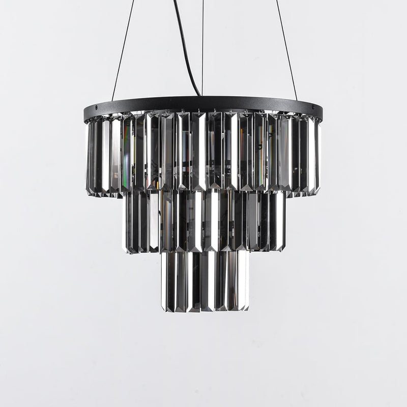 Lampa Wisząca Czarna Luksusowa | Nowoczesna Lampa Sufitowa z Kryształami Dymionymi