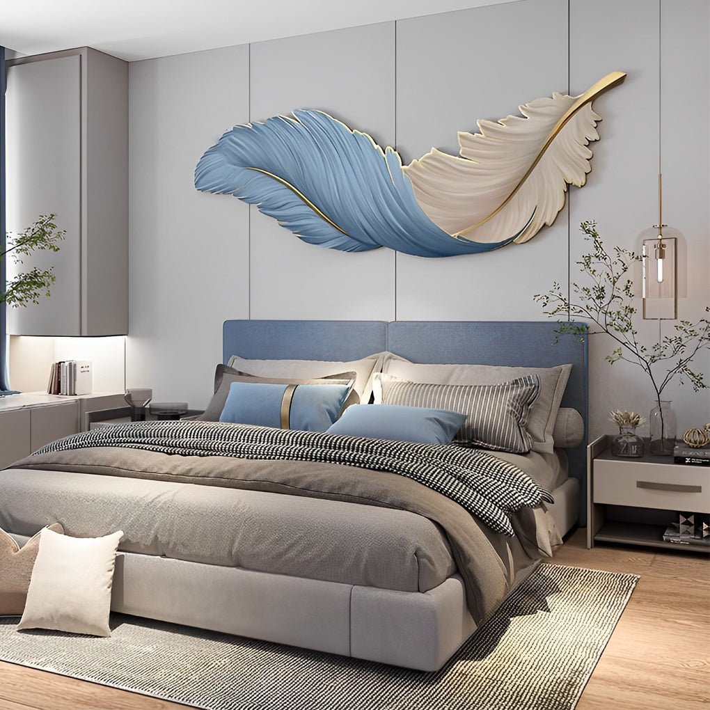 Dekoracyjny Kinkiet w Kształcie Pióra | Nowoczesna Lampa Ścienna LED z Pilotem