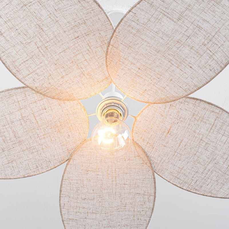 Lampa Wisząca Tekstylnana Beżowa | Nowoczesna Lampa Sufitowa o Kwiatowej Formie