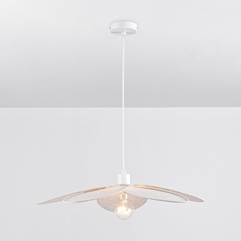 Lampa Wisząca Tekstylnana Beżowa | Nowoczesna Lampa Sufitowa o Kwiatowej Formie