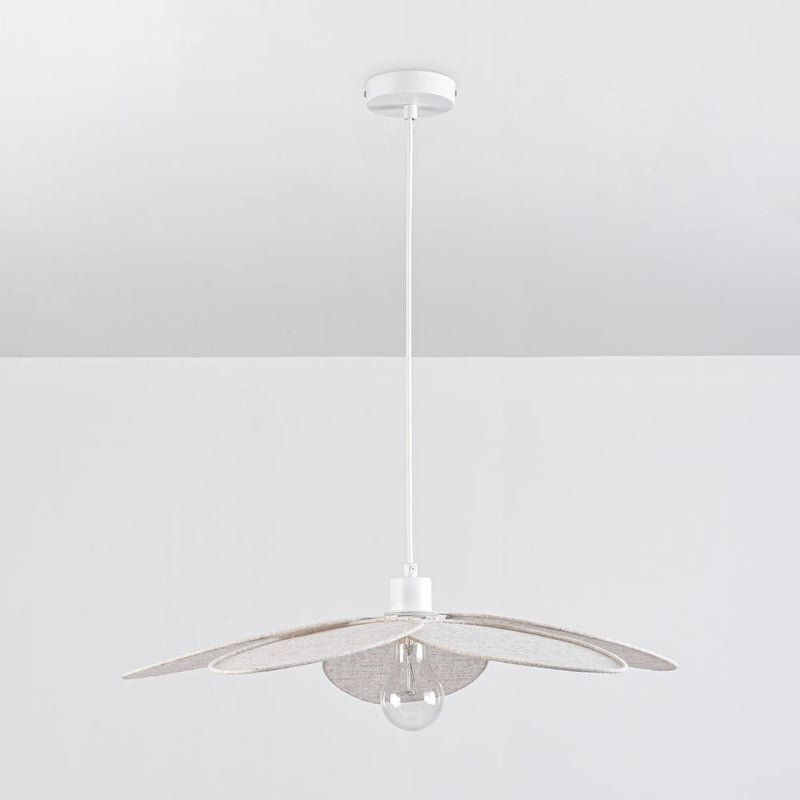 Lampa Wisząca Tekstylnana Beżowa | Nowoczesna Lampa Sufitowa o Kwiatowej Formie