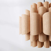 Lampa Wisząca w Imitacji Drewna | Nowoczesna Lampa Sufitowa do Salonu