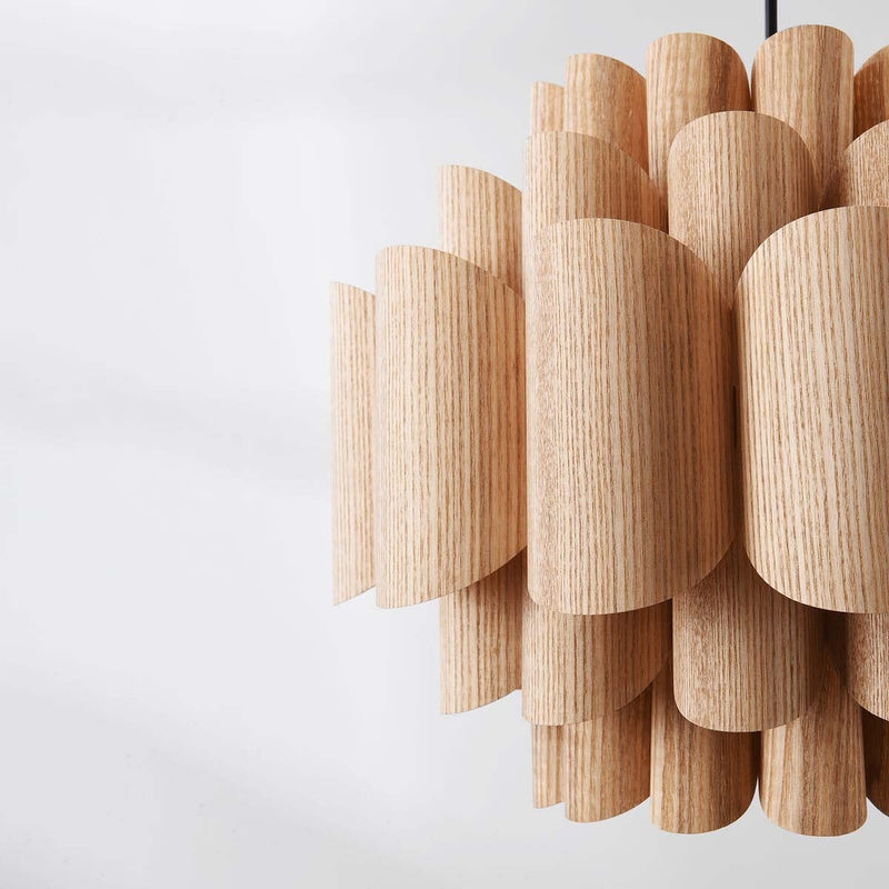 Lampa Wisząca w Imitacji Drewna | Nowoczesna Lampa Sufitowa do Salonu