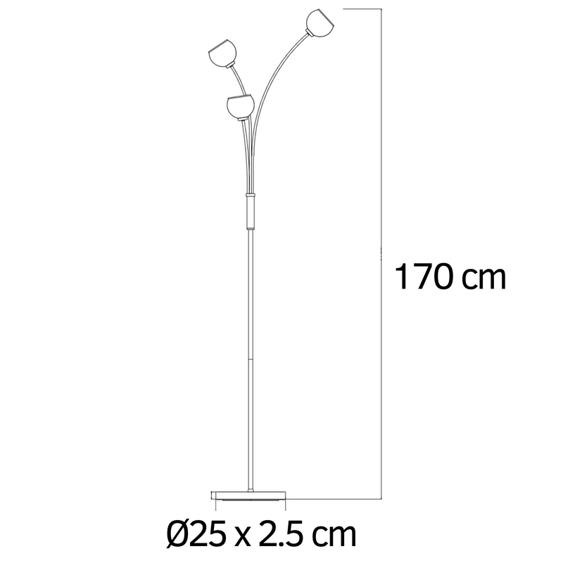 Lampa Podłogowa Nowoczesna z Dymionym Szkłem | Lampa Stojąca 3-Punktowa