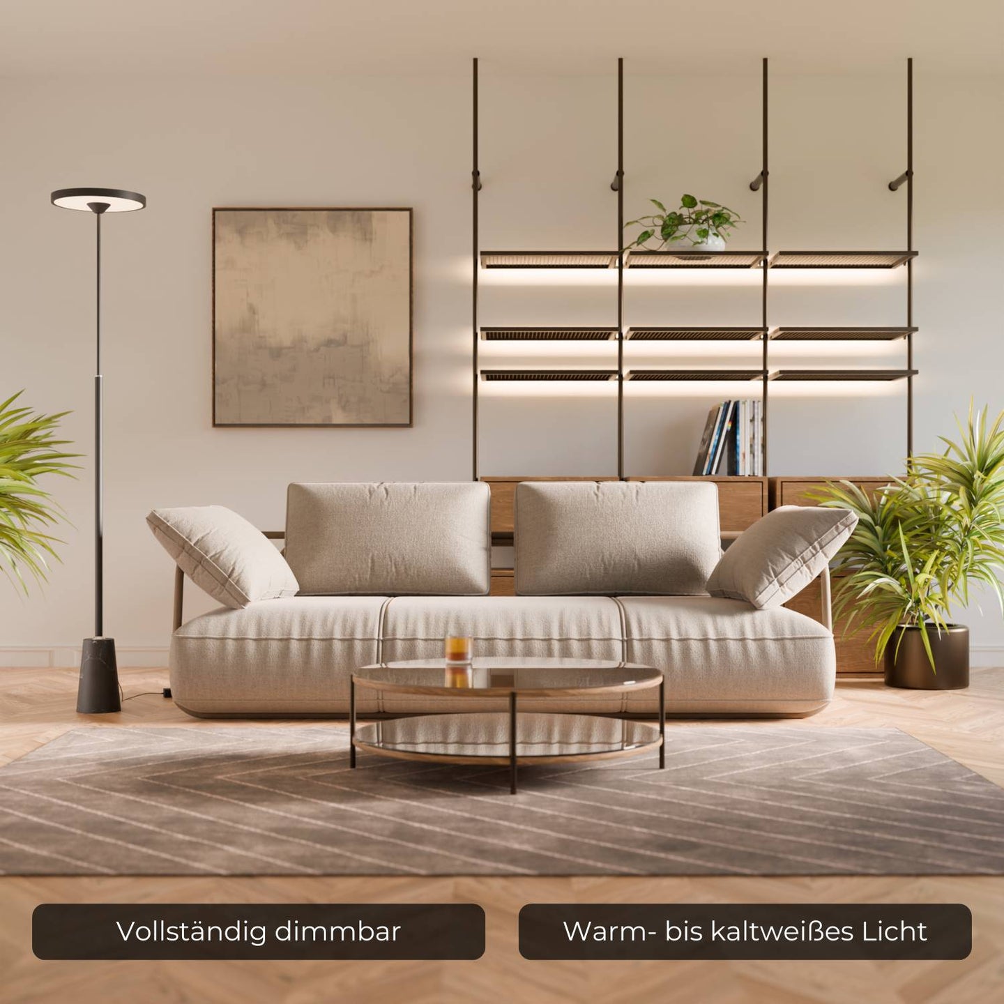 Lampa Stojąca LED z Nowoczesnym Kloszem Talerzowym | Designerska Lampa Podłogowa