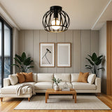 Czarna Lampa Sufitowa w Stylu Industrialnym | Nowoczesny Plafon do Korytarza i Sypialni