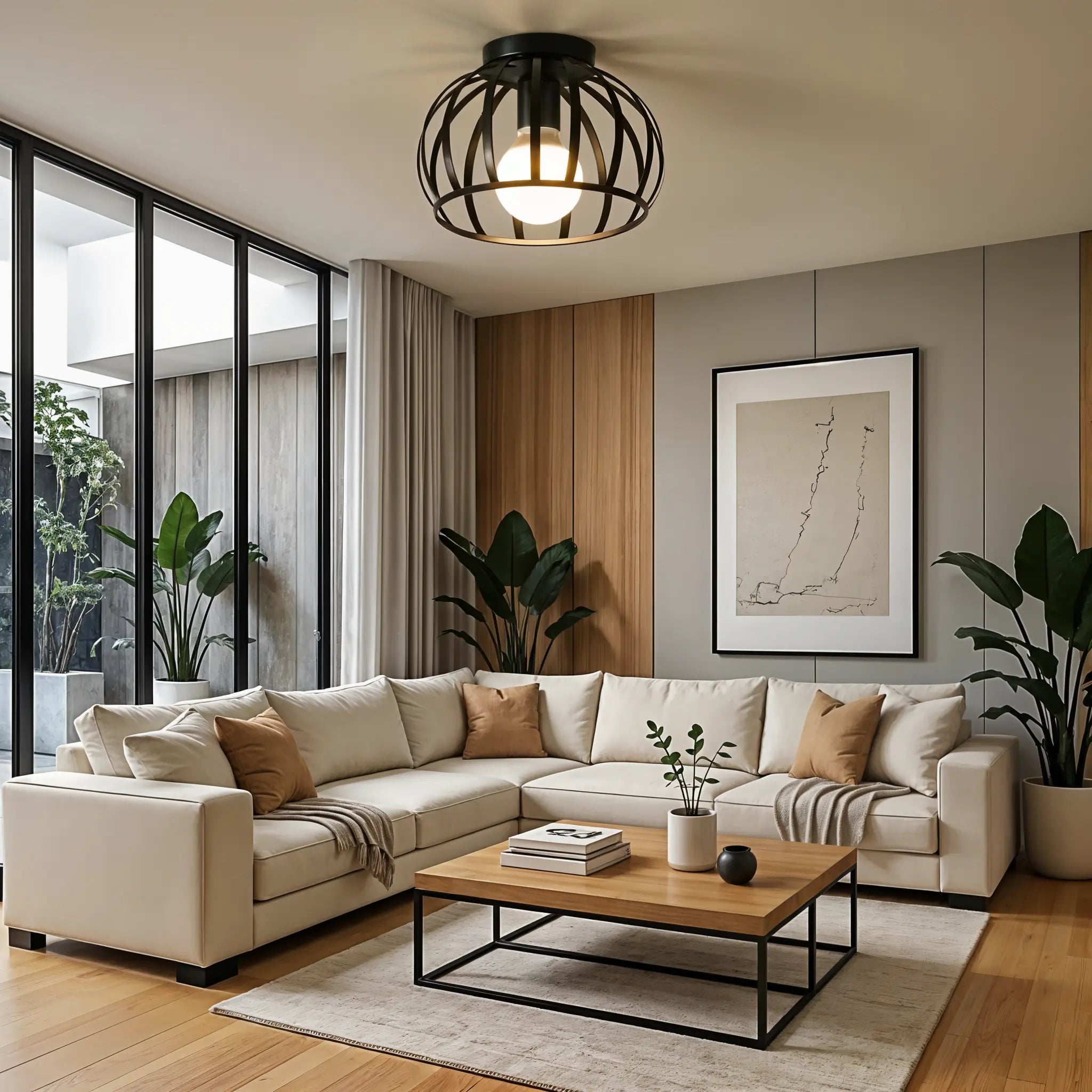 Czarna Lampa Sufitowa w Stylu Industrialnym | Nowoczesny Plafon do Korytarza i Sypialni