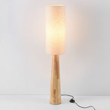 Lampa Podłogowa Drewniana Nowoczesna | Lampa Stojąca z Kremowym Abażurem