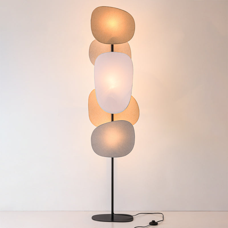 Lampa Podłogowa z Lnianymi Kloszami | Designerska Lampa Stojąca do Salonu i Sypialni