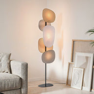 Lampa Podłogowa z Lnianymi Kloszami | Designerska Lampa Stojąca do Salonu i Sypialni