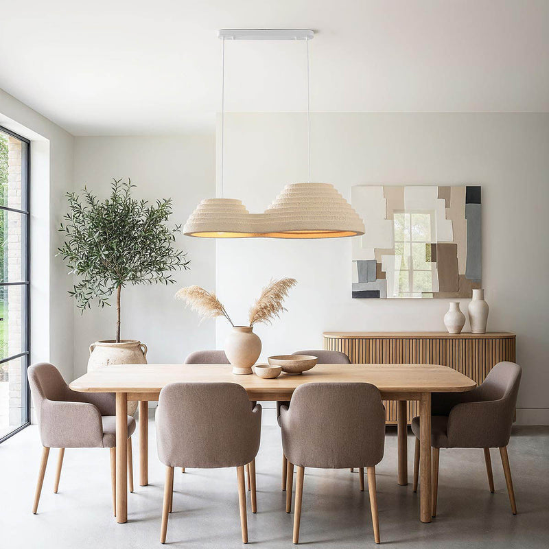 Lampa Wisząca Wabi Sabi 2-Punktowa | Lampa Sufitowa Beżowa z Efektem Kamienia